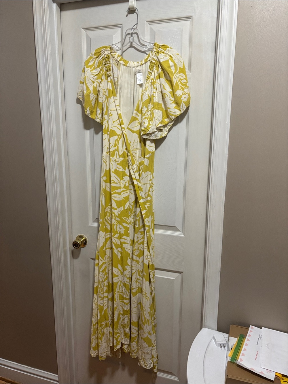 l*space Yellow and White Patterned Maxi Dress